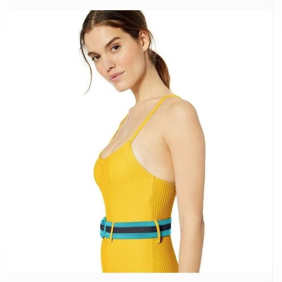 NEW Jessica Simpson One Piece Swimsuit Retro Vintage Style Yellow Daisy Large - Picture 2 of 7